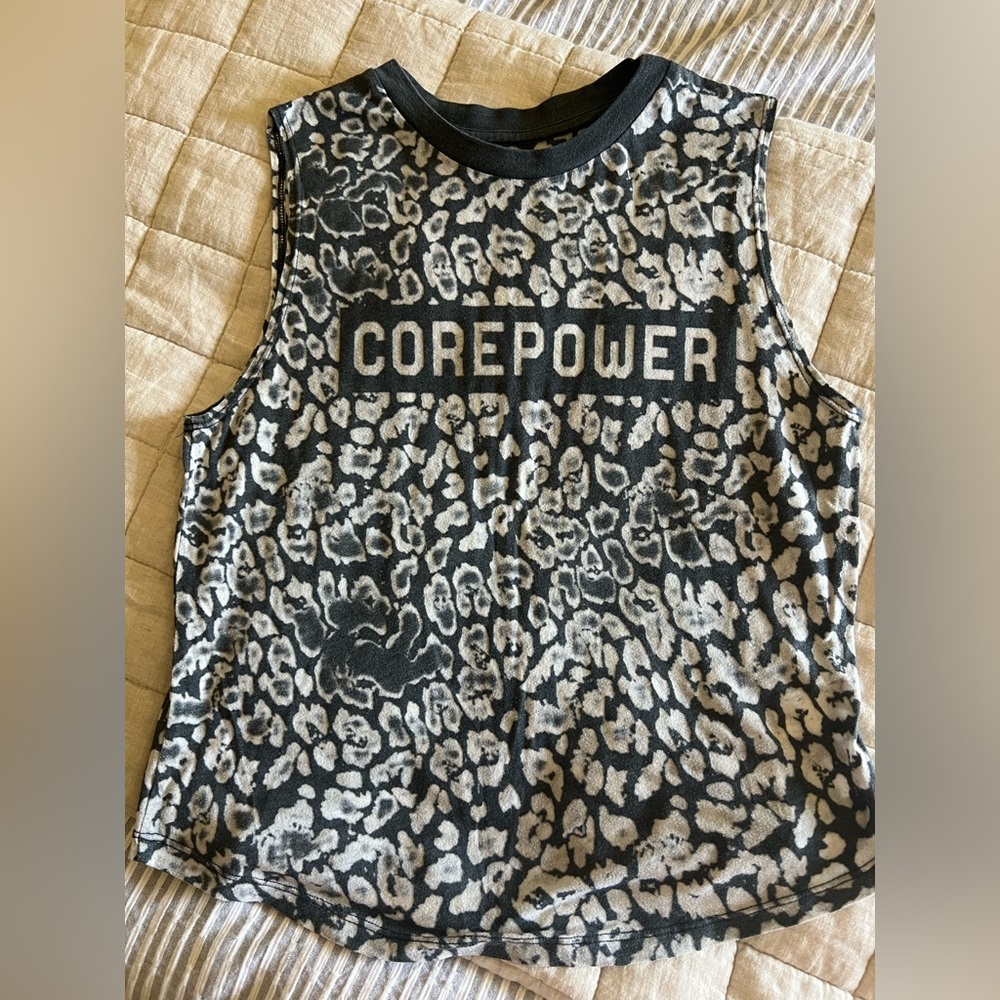 Daydreamer for Corepower Yoga Gray Leopard Print Burnout Tank Top Size S